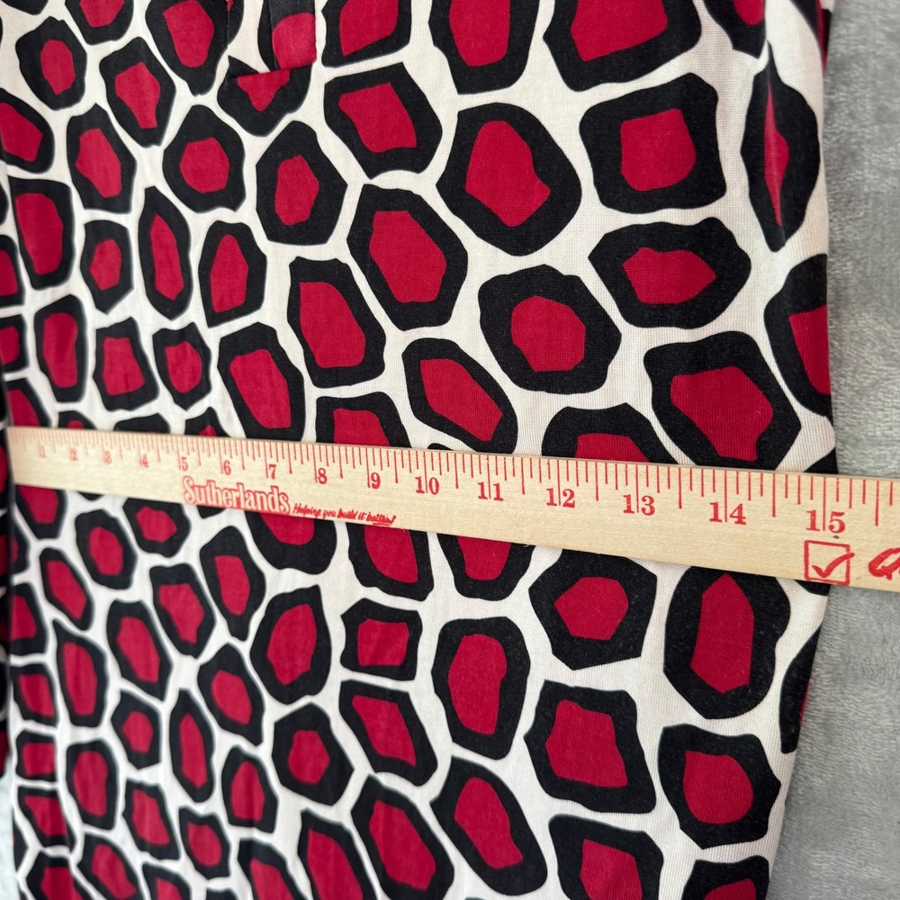 Diane von Furstenberg Reina Red Black Geometric Silk Jersey Mini Dress Size 2 - Picture 12 of 14